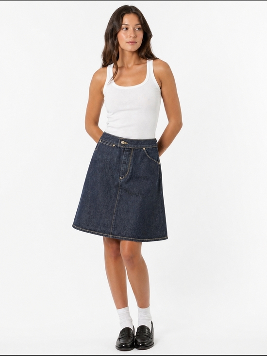 Levi's Dresses & Skirts - Levi’s Dark Wash Denim Skirt Structured Panel A-Line Retro Style Fits 26 Waist